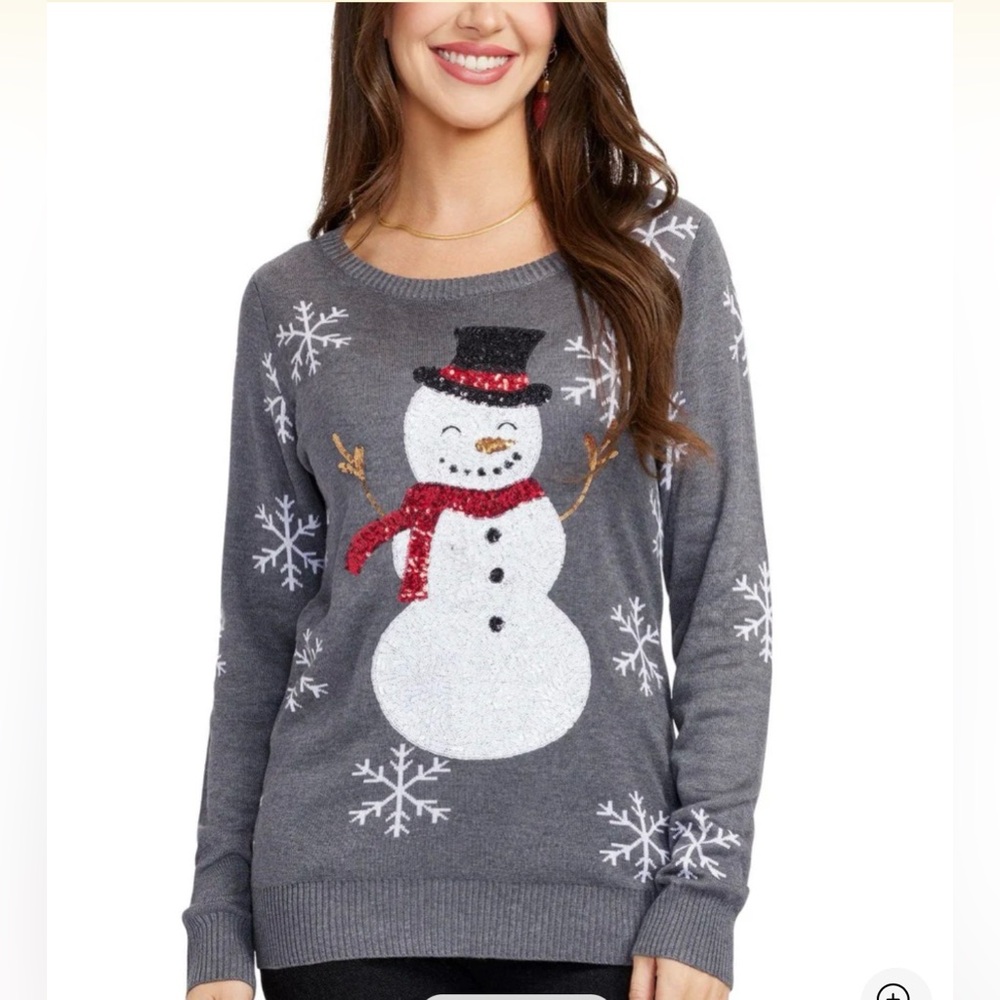 TipsyElves Gray Snowman Sweater